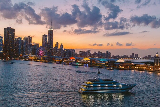 Chicago Premier Dinner Cruise on Lake Michigan - Navy Pier and the Chicago skyline after dark