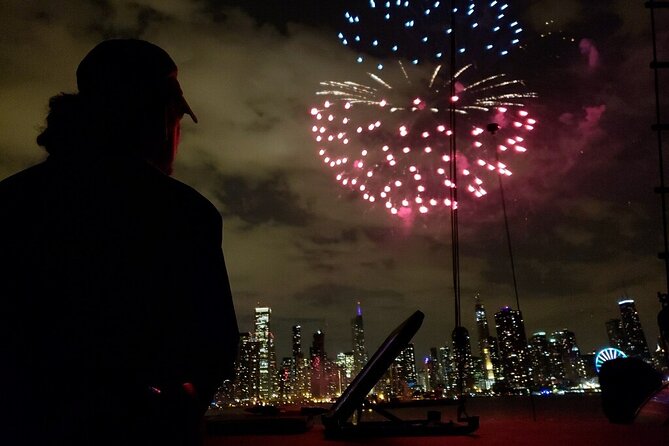 Chicago's Fireworks Show aboard Tall Ship Windy! - Fireworks with Chicago as the backdrop
