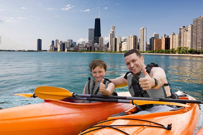 Chicago's Lake Michigan Downtown Kayak Rental at Ohio Street Beach - Paddling toward Navy Pier